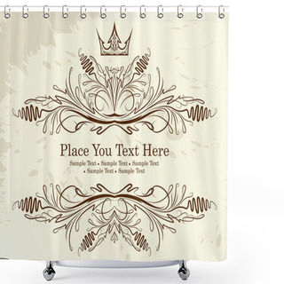 Personality  Vintage Frame With Crown. Shower Curtains