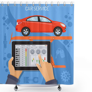 Personality  Car Service And Maintenance Concept Shower Curtains
