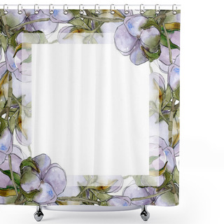 Personality  Cotton Flowers Watercolor Illustration Set. Frame Border Ornament With Copy Space.  Shower Curtains