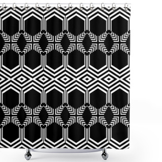 Personality  Design Seamless Monochrome Geometric Pattern Shower Curtains