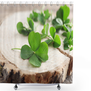 Personality  Green Clover Leaves Shower Curtains
