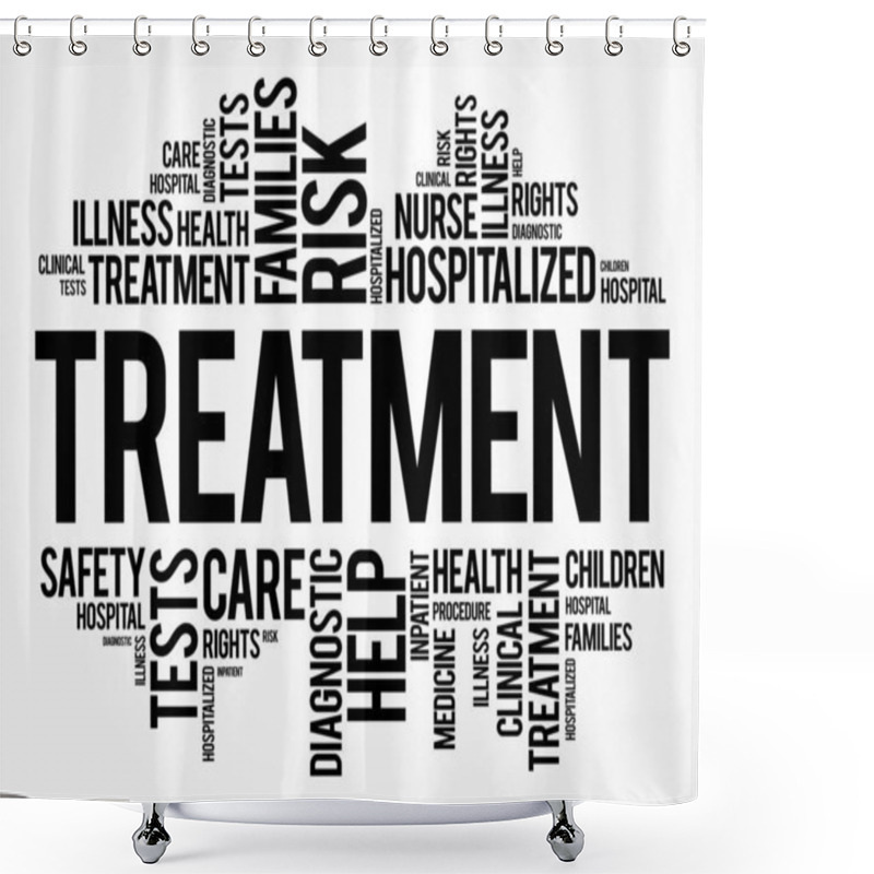 Personality  Treatment word cloud collage, health concept background shower curtains