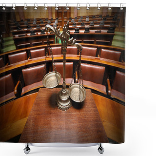 Personality  Decorative Scales Of Justice In The Courtroom Shower Curtains