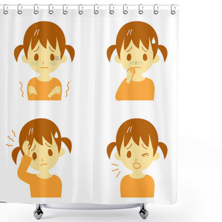 Personality  Disease Symptoms 01, Fever And Chills, Headache, Nausea, Cough, Expressions, Girl Shower Curtains