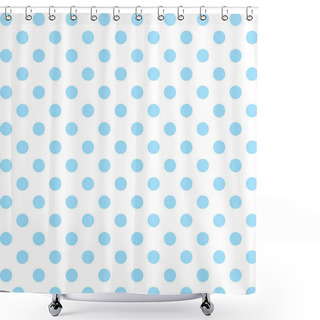 Personality  Seamless Pattern, Vector Includes Swatch That Seamlessly Fills Any Shape, Large Pastel Aqua Polka Dots On White Background Shower Curtains