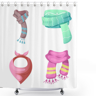 Personality  Vector Illustration Of Scarf And Shawl Symbol. Set Of Scarf And Accessory Vector Icon For Stock. Shower Curtains