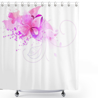 Personality  Watercolor Background With Colorful Flowers.  Shower Curtains