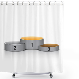Personality  Realistic Vector Round Podium With Gold, Silver And Bronze Place Shower Curtains