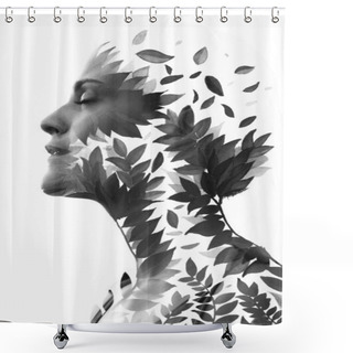 Personality  Paintography. Double Exposure Portrait Of An Elegant Woman's Pro Shower Curtains