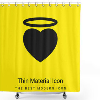 Personality  Angel Heart With An Halo Minimal Bright Yellow Material Icon Shower Curtains