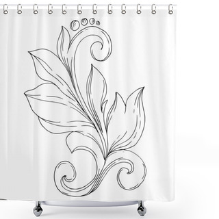 Personality  Vector Golden Monogram Floral Ornament. Isolated Ornament Illustration Element. Black And White Engraved Ink Art. Shower Curtains