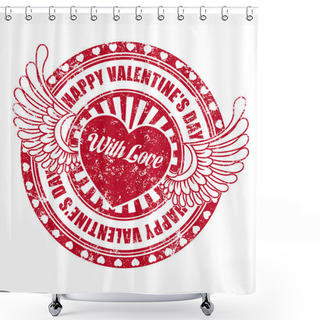 Personality  Rubber Stamp Happy Valentine's Day Shower Curtains