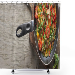 Personality  Top View Of Homemade Omelet In Frying Pan For Breakfast Shower Curtains