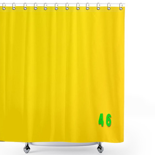 Personality  A Green Plastic Toy Number Forty-six Is Located In The Lower Right Corner On A Yellow Background. Shower Curtains
