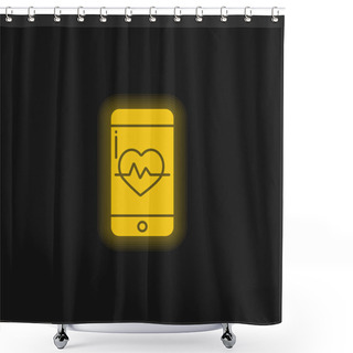 Personality  App Yellow Glowing Neon Icon Shower Curtains