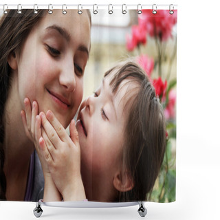 Personality  Happy Family Moments - Mother And Child Have A Fun Shower Curtains