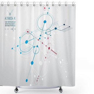 Personality  Technical Plan, Abstract Engineering Draft For Use In Graphic And Web Design. Vector Drawing Of Industrial System Created With Hexagons, Lines And Circles. Shower Curtains