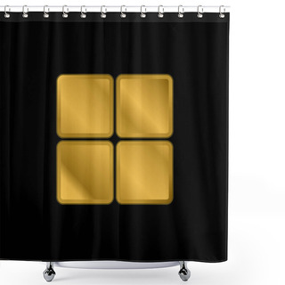 Personality  4 Rounded Squares Gold Plated Metalic Icon Or Logo Vector Shower Curtains