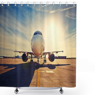 Personality  Airplane At The Sunrise Shower Curtains