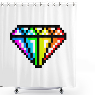 Personality  Pixel Diamond Image. Vector Illustration Of Pixel Art. Shower Curtains