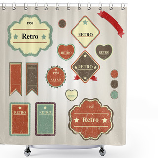 Personality  Set Of Vintage Frames Shower Curtains