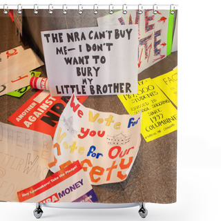 Personality  Discarded Signs From The March For Our Lives, A Protest By Students For Gun Control, On March 24, 2018 In Washington DC   Shower Curtains