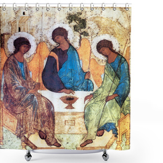 Personality  Icon Of The Holy Trinity Shower Curtains