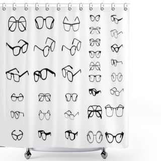 Personality  Set Of Various Eye Glasses Frame Silhouette Vector Illustration - Vector Shower Curtains
