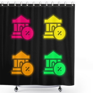 Personality  Bank Four Color Glowing Neon Vector Icon Shower Curtains