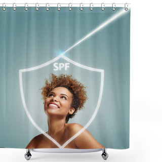 Personality  Girl Looking Up On UV Ray Shower Curtains