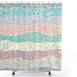 Personality  Grunge Paisley Pattern In Collage Patchwork Style. Shower Curtains