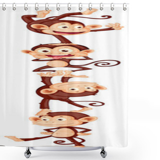 Personality  Four Playful Monkeys Shower Curtains