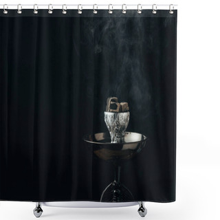 Personality  Hookah Bowl With Coals In Smoke On Black Shower Curtains