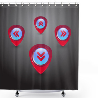 Personality  Navigator Arrows Icons Set, Round Symbols Vector Collection. Shower Curtains