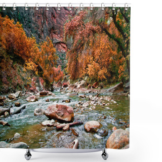 Personality  River In Zion Canyon Shower Curtains