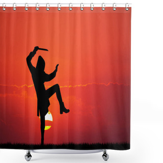 Personality  Ninja Silhouette At Sunset Shower Curtains