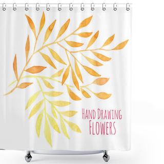 Personality  Watercolor Hand Drawing Sprigs With Sun Leaves Shower Curtains