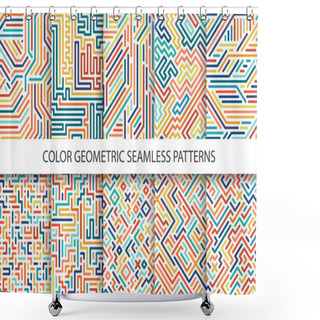 Personality  Colorful Striped Seamless Vector Patterns - Digital Multicolor Design. Shower Curtains