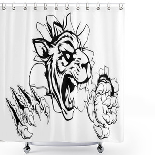 Personality  Tiger Ripping Through Wall Shower Curtains