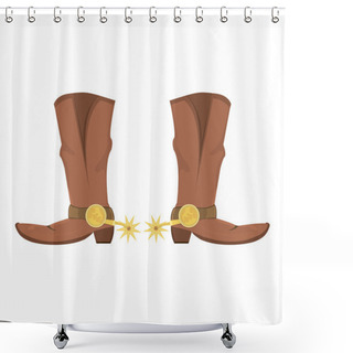 Personality  Vector Illustration Of Cowboy Boots With Spoor Shower Curtains