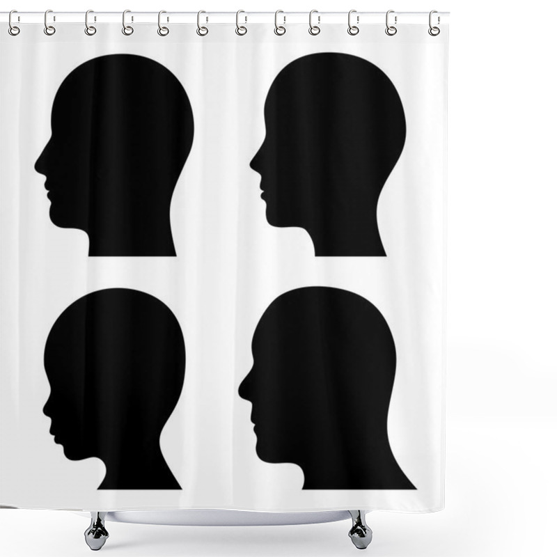 Personality  People Profile Head Silhouettes Set. Vector Shower Curtains