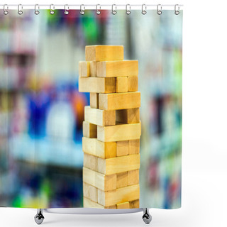 Personality  Wood Block In Jenga Game Shower Curtains