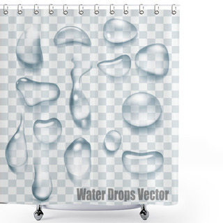 Personality  Drops Of Water On A Transparent Background. Vector. Shower Curtains