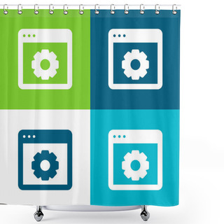 Personality  App Flat Four Color Minimal Icon Set Shower Curtains