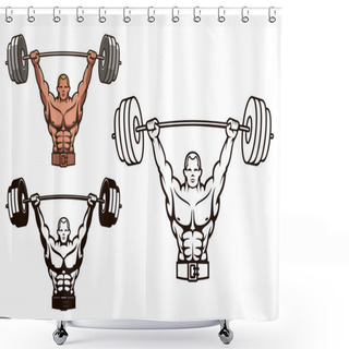 Personality  Bodybuilder With Barbell Shower Curtains