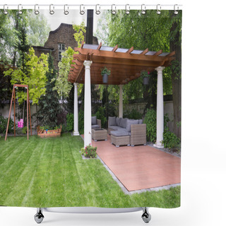 Personality  Beauty Garden With Modern Gazebo Shower Curtains