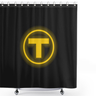 Personality  Boston Metro Logo Yellow Glowing Neon Icon Shower Curtains