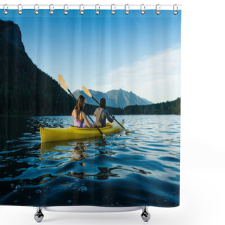 Personality  Lake Kayaking Couple Shower Curtains