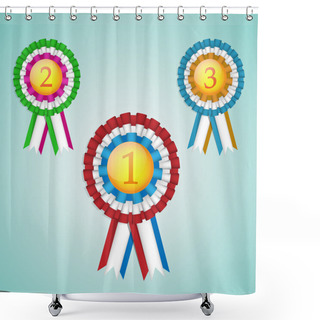 Personality  A Set Of Three First, Second And Third Place Rosettes Shower Curtains