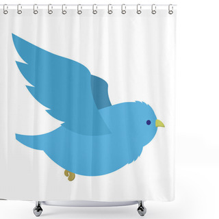 Personality  Flying Blue Bird Illustration  Shower Curtains